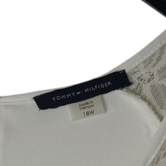 Tommy Hilfiger Lace-Sleeve A-Line Ivory Dress Size 18W NWT - Picture 5 of 14